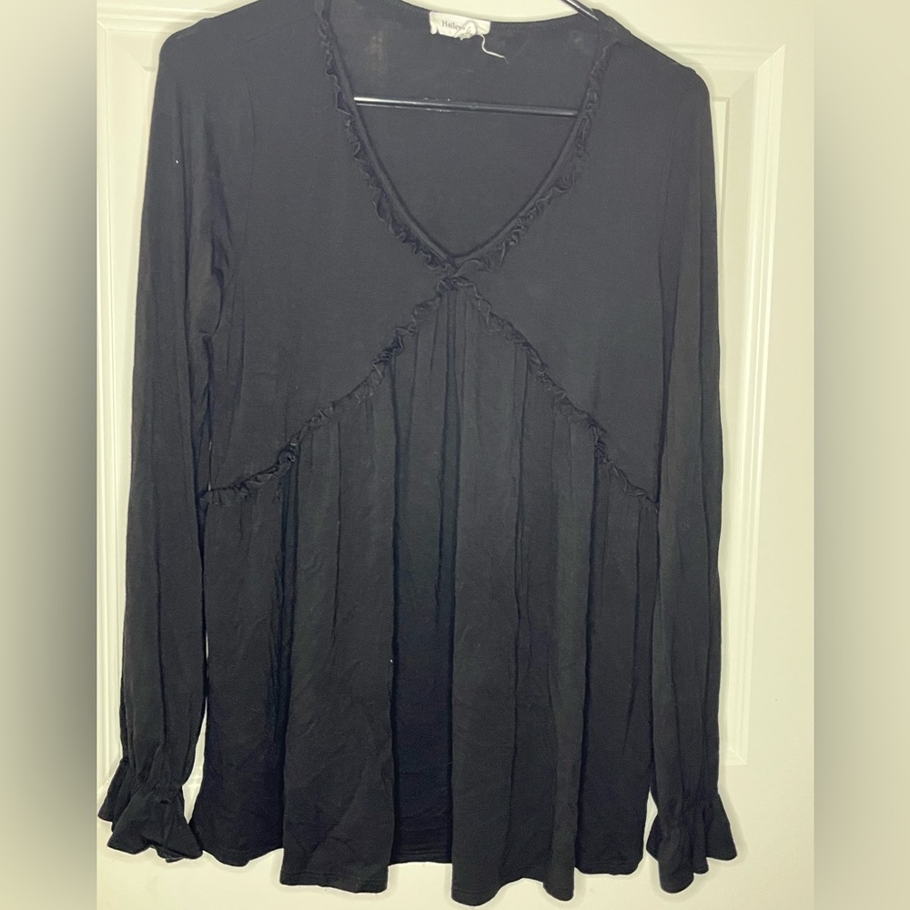 Black ruffle top